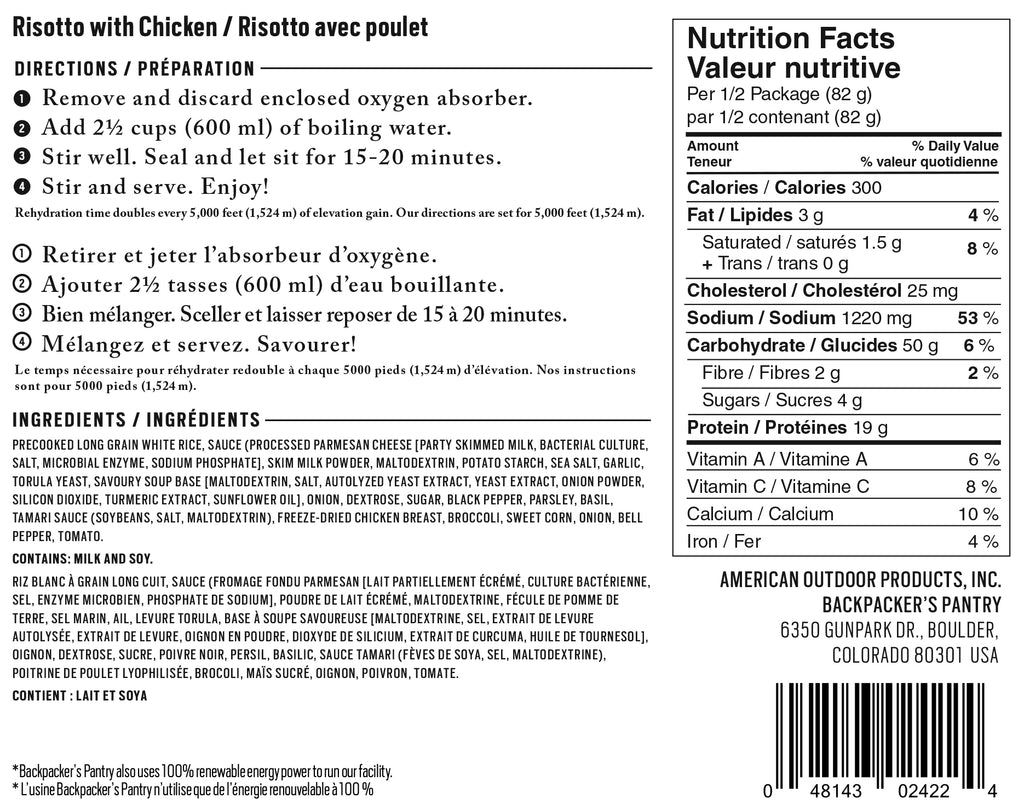 Backpackers Pantry Risotto with Chicken