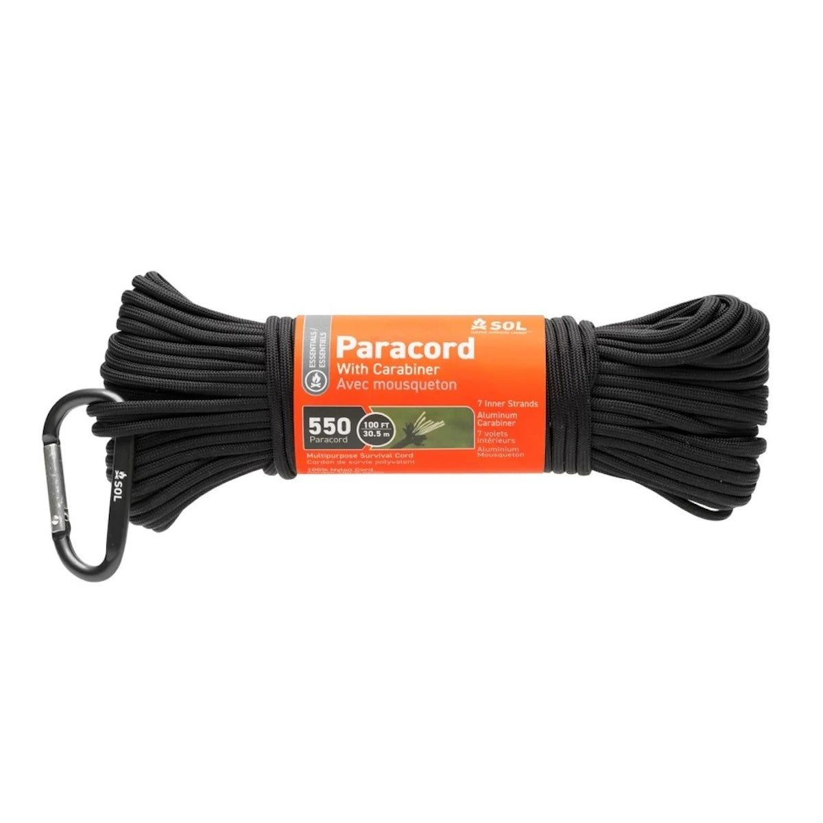 SOL 550 Paracord 100 ft with Carabiner – Craze Outdoors