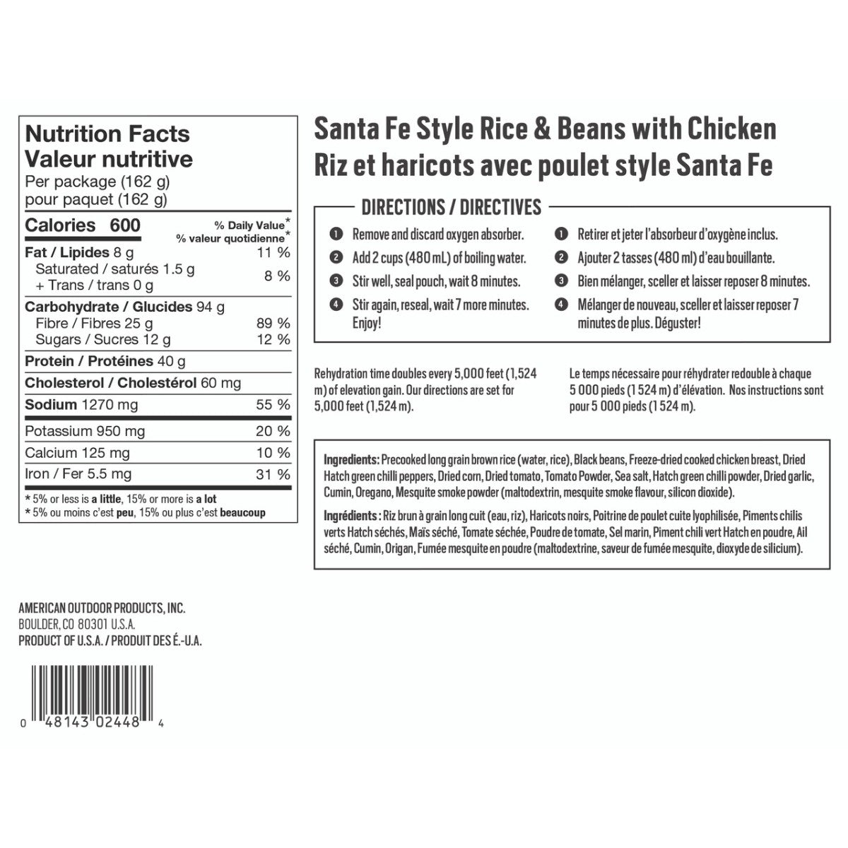 Backpackers Pantry Santa Fe Rice & Beans with Chicken