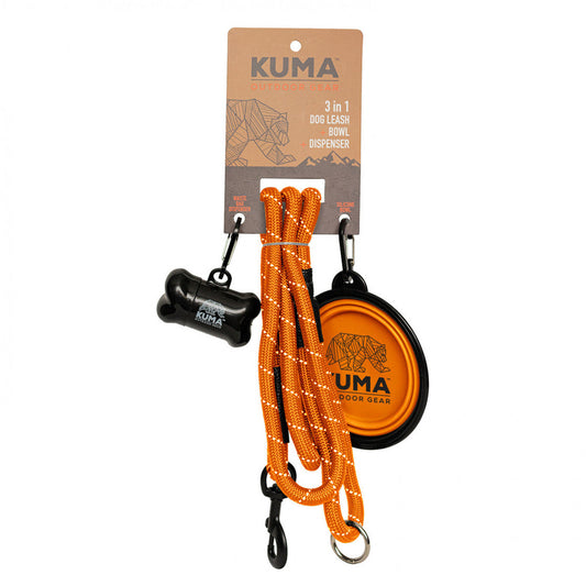 Kuma 3 in 1 Dog Leash-Orange/Grey