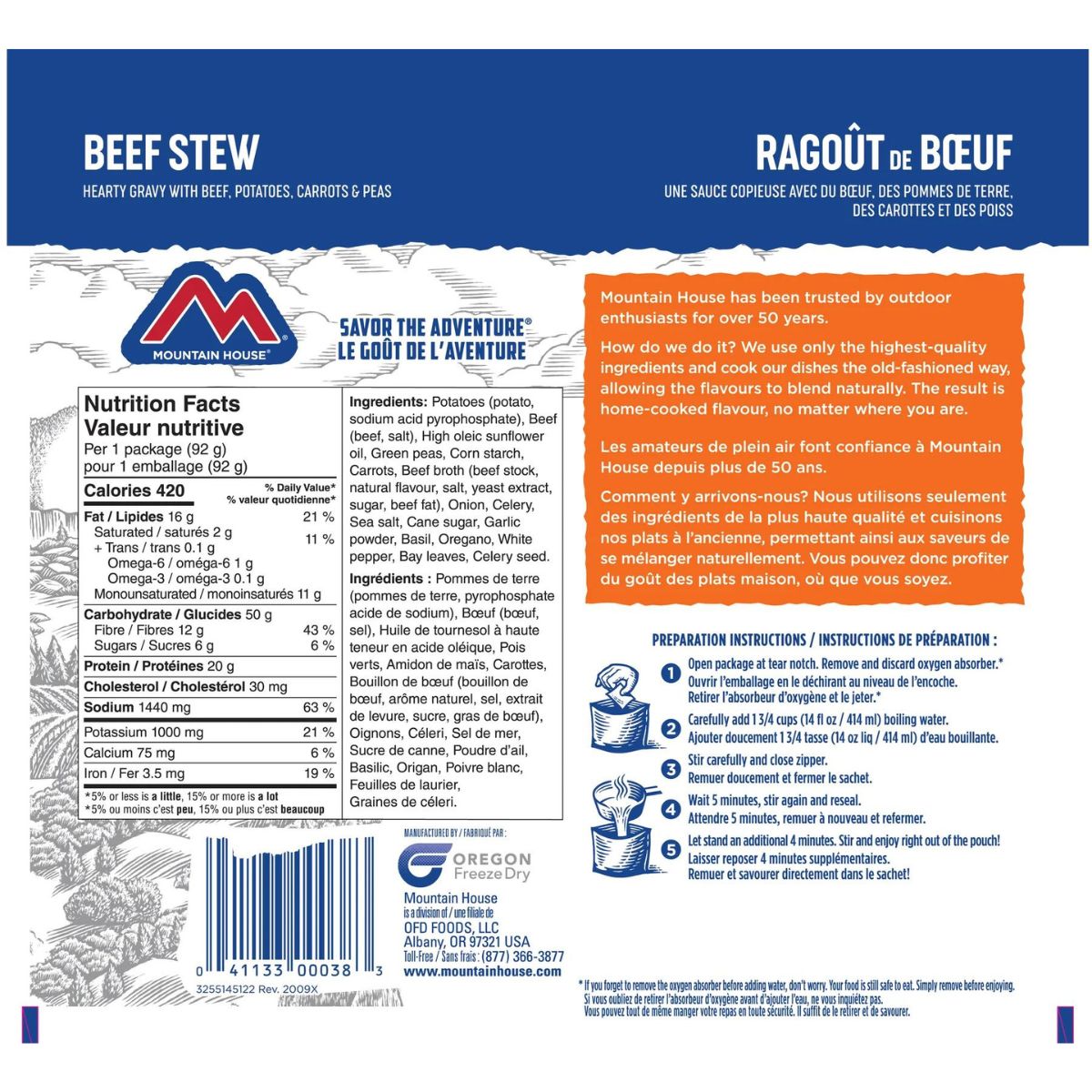 Mountain House Beef Stew- Gluten Free Single Serve