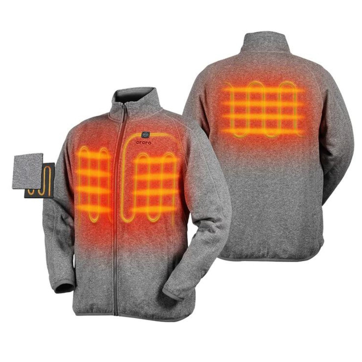 *CLEARANCE - FINAL SALE*  Ororo Mens 3 Zone Fleece Heated Jacket - Flecking Grey