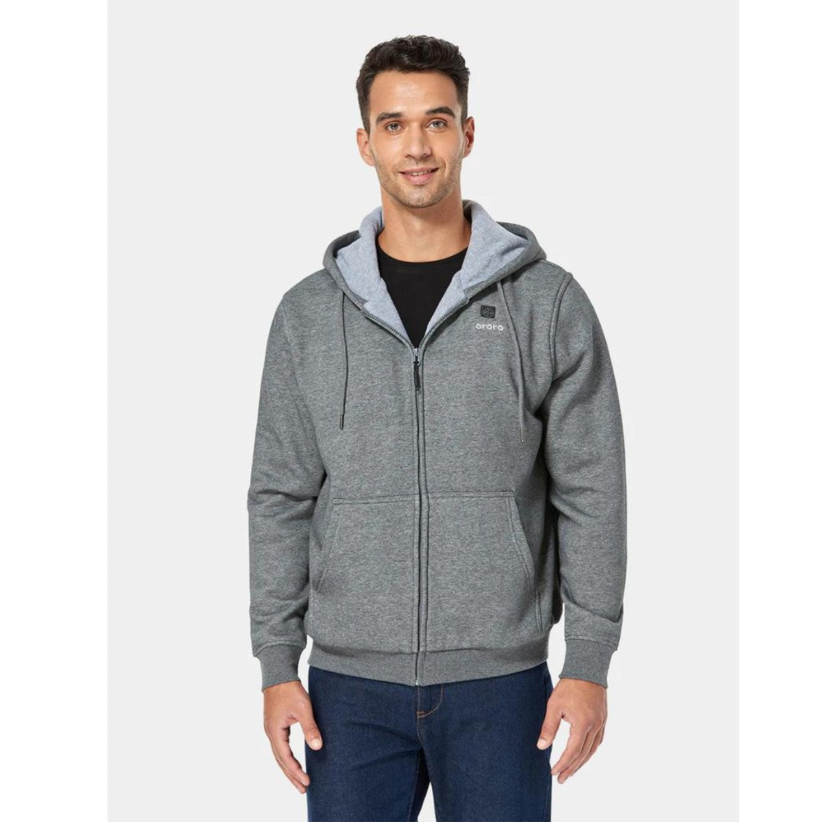 *CLEARANCE - FINAL SALE* Ororo Unisex 3 Zone Heated Fleece Hoodie - Flecking Grey