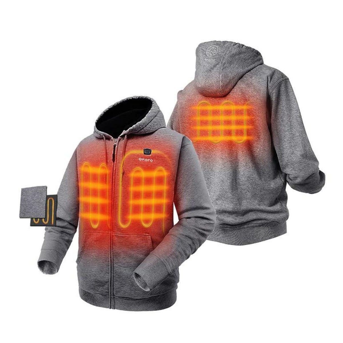 *CLEARANCE - FINAL SALE* Ororo Unisex 3 Zone Heated Fleece Hoodie - Flecking Grey