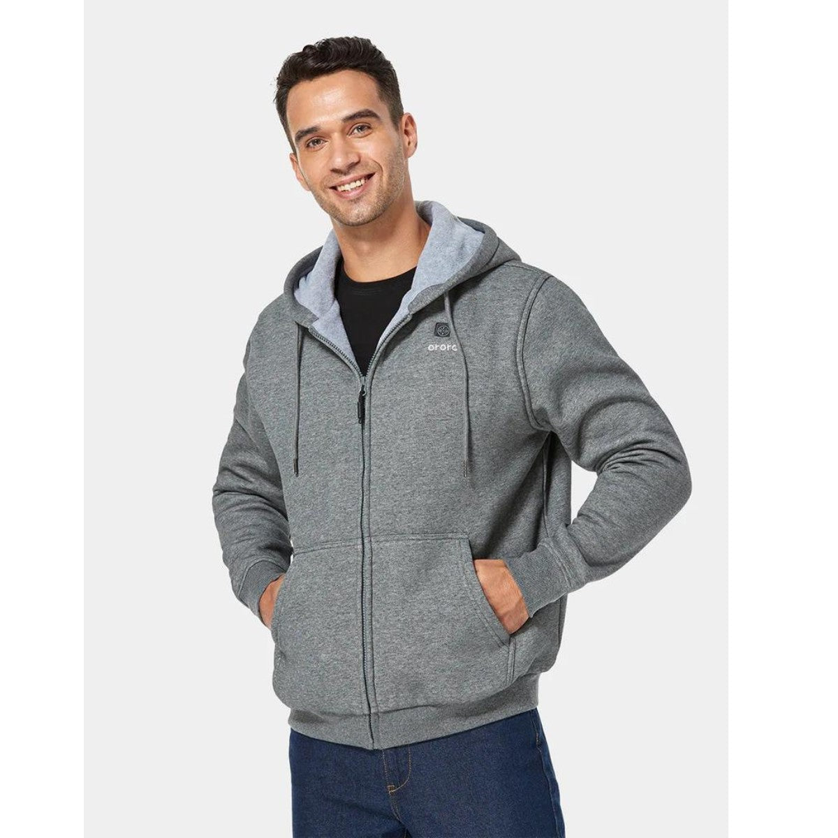 *CLEARANCE - FINAL SALE* Ororo Unisex 3 Zone Heated Fleece Hoodie - Flecking Grey