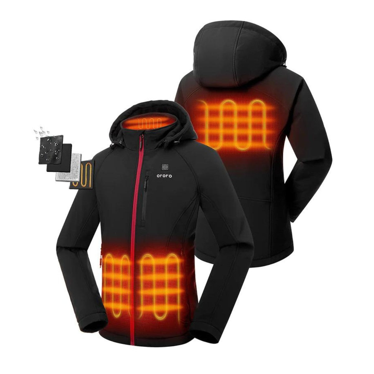 *CLEARANCE - FINAL SALE* Ororo Women's 4 Zone Heated Classic Jacket - Black / Red