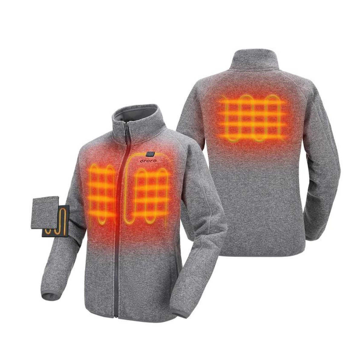 *CLEARANCE - FINAL SALE* Ororo Women's 3 Zone Heated Full Zip Fleece Jacket - Flecking Grey