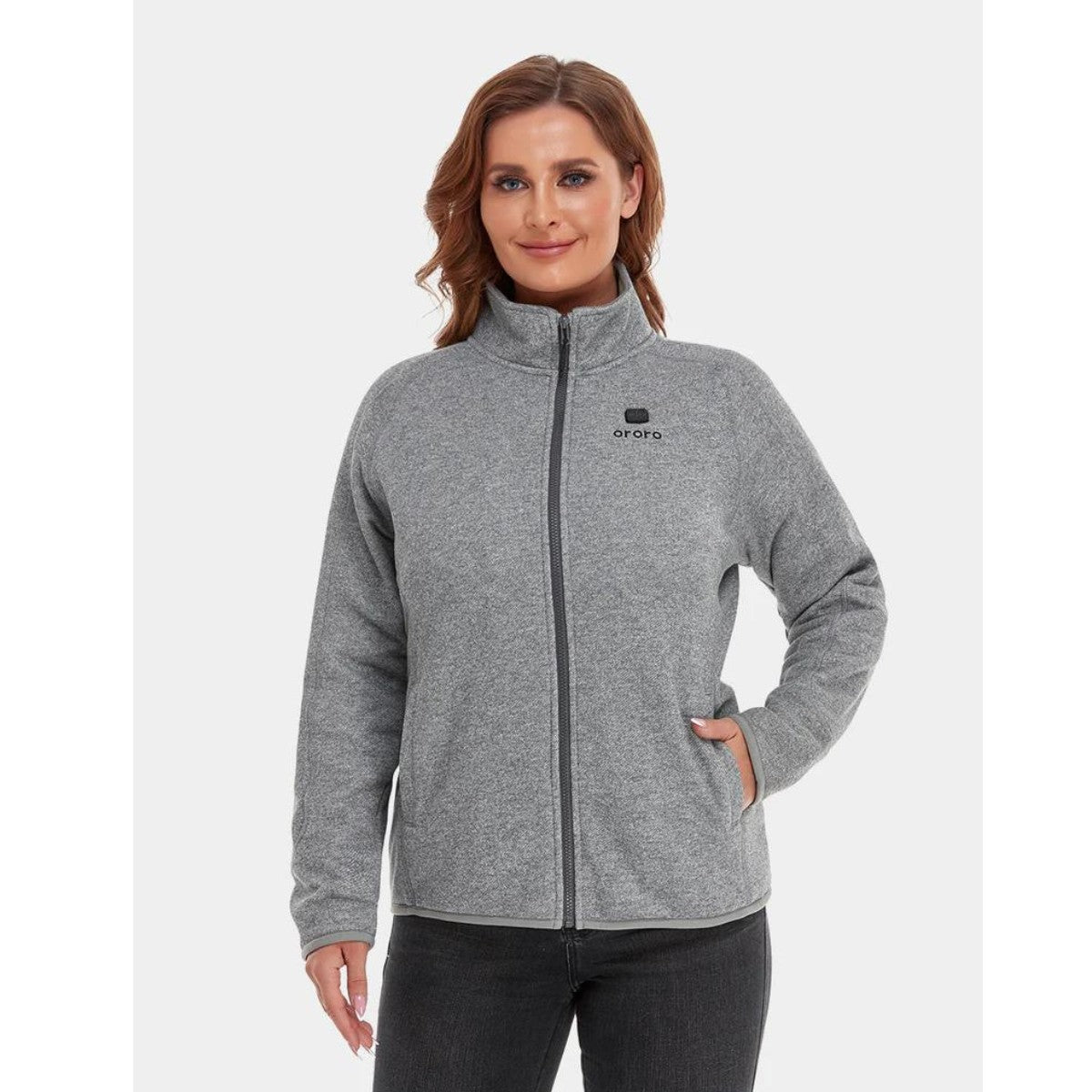 *CLEARANCE - FINAL SALE* Ororo Women's 3 Zone Heated Full Zip Fleece Jacket - Flecking Grey
