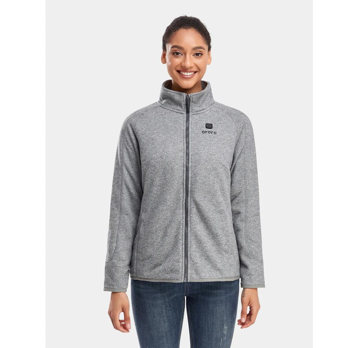*CLEARANCE - FINAL SALE* Ororo Women's 3 Zone Heated Full Zip Fleece Jacket - Flecking Grey