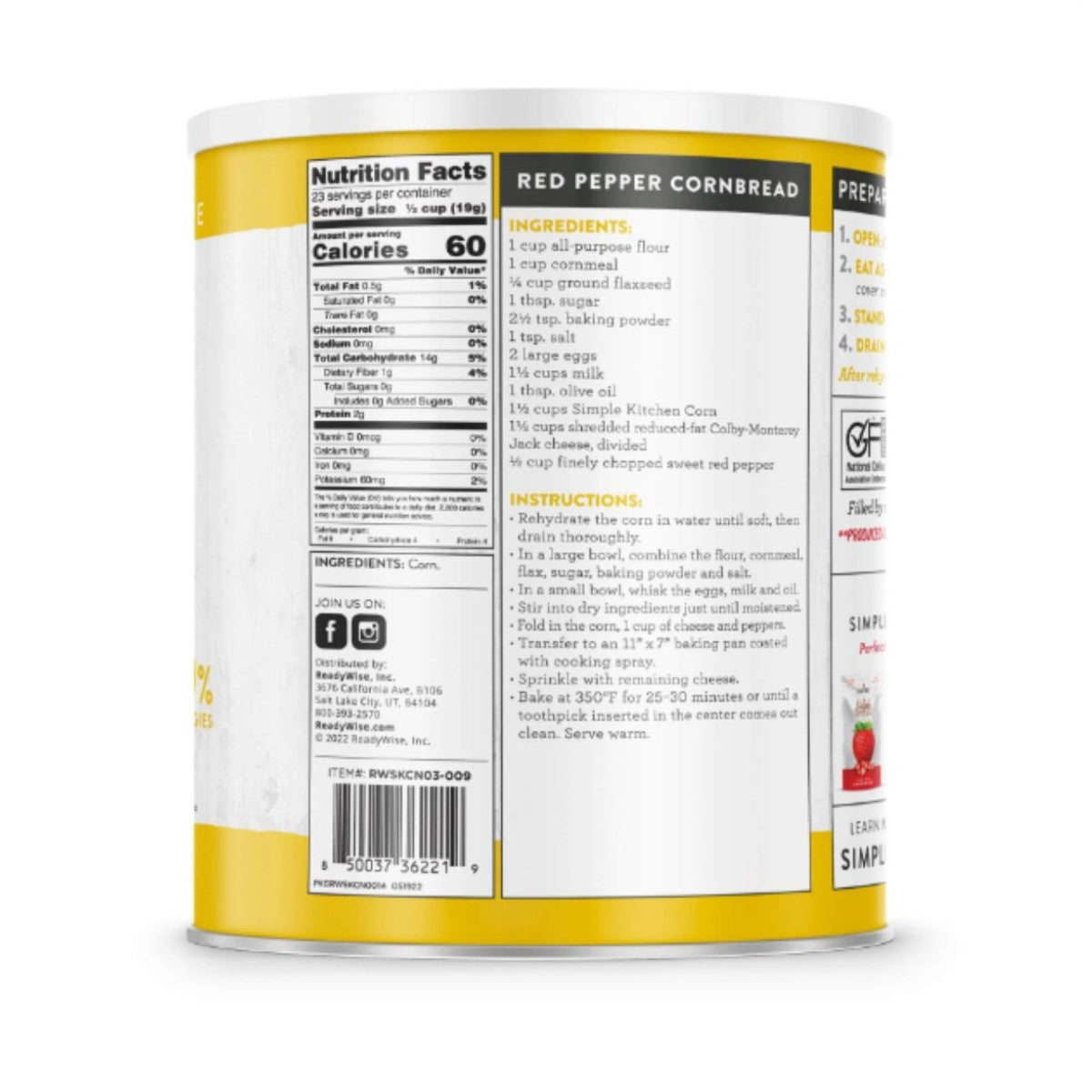 ReadyWise Simple Kitchen Freeze Dried Corn 23 Serving #10 Can