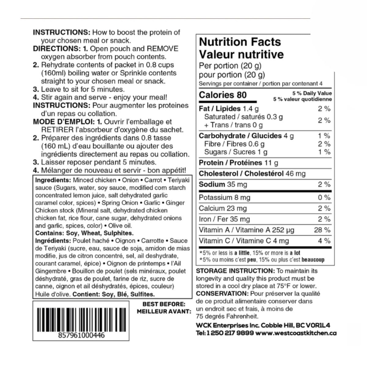 West Coast Kitchen Protein Booster - Chicken Teriyaki