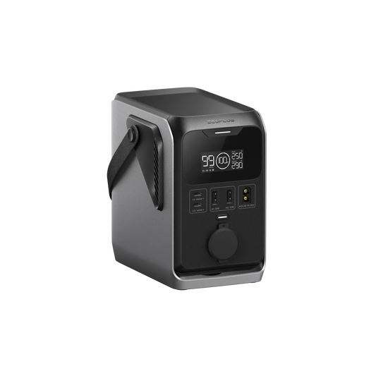 EcoFlow Trail 300 DC angled front-left view showing ports and display