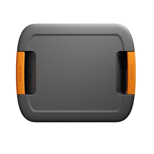 Top view of the Jackery Battery Pack 5000 Plus showing dual orange carry handles.