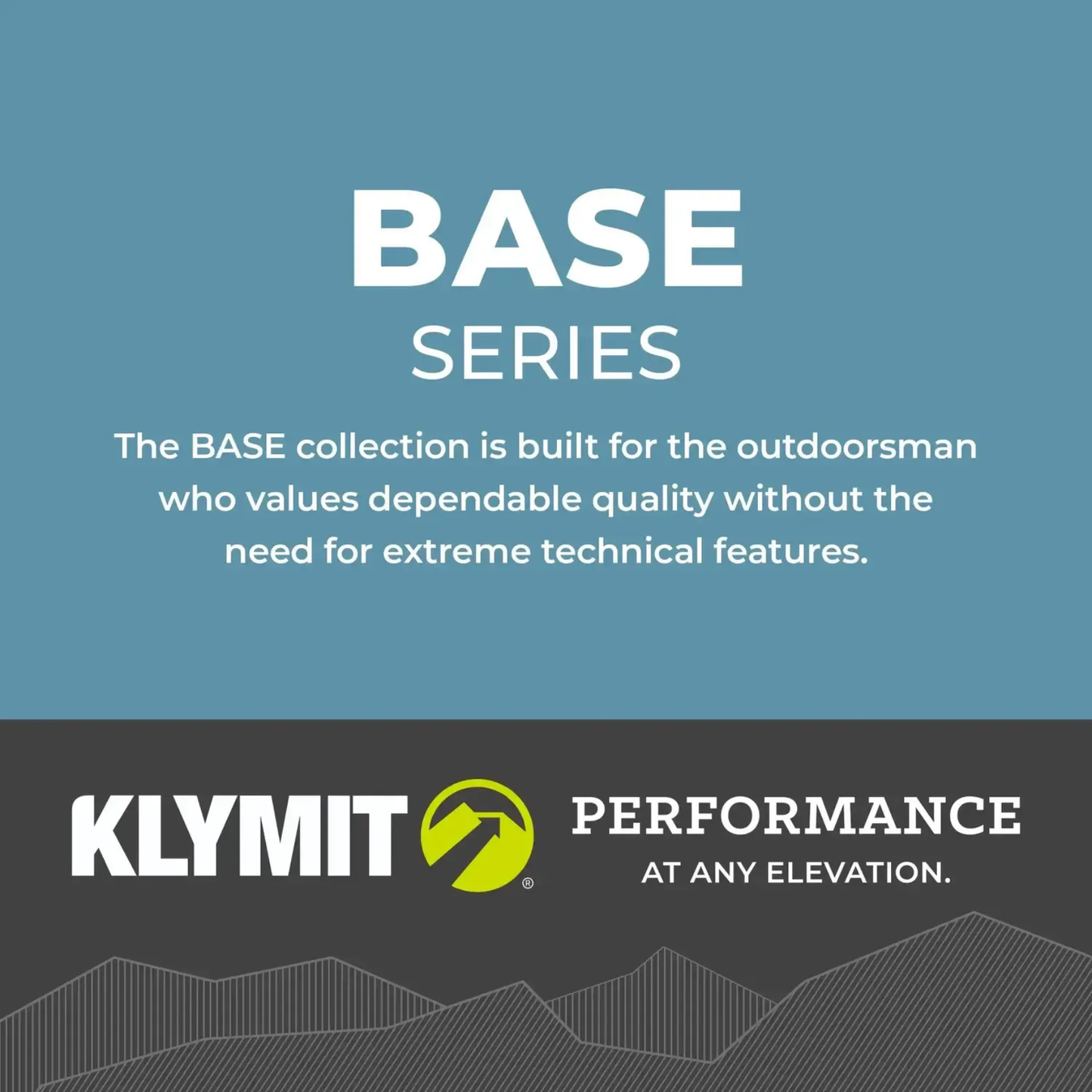 Klymit Base Series sleeping pad collection graphic highlighting durability and performance