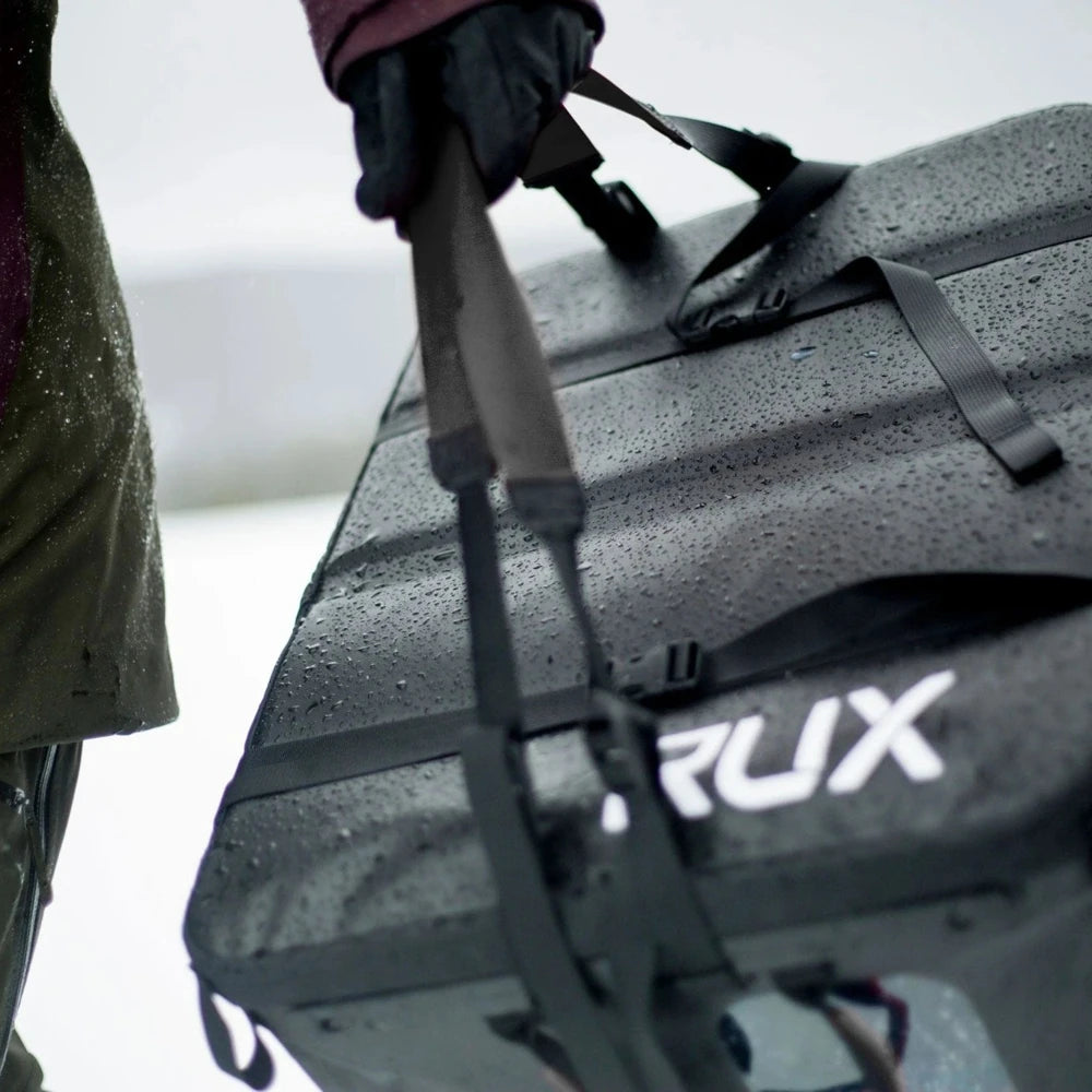 Rux 70L waterproof gear bag in black for outdoor travel and storage