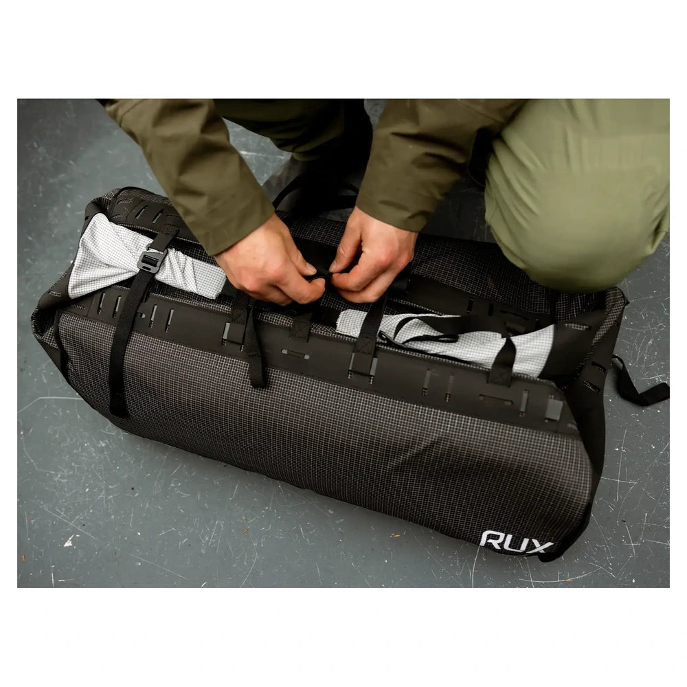 Rux 75L Duffle Box no zipper roll top closure system with weather resistant outdoor construction