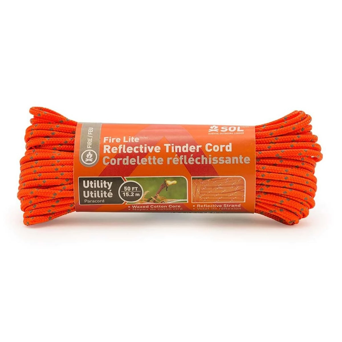 SOL Fire Lite Utility Reflective Tinder Cord 50 ft