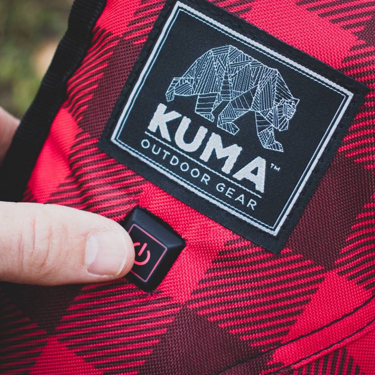 Kuma Bear Buddy Heated Chair w/ Power Bank-Red/Black Plaid
