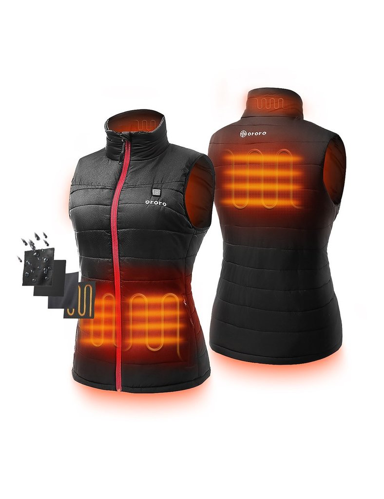 Ororo Women's 4 Zone Classic Heated Vest - Black