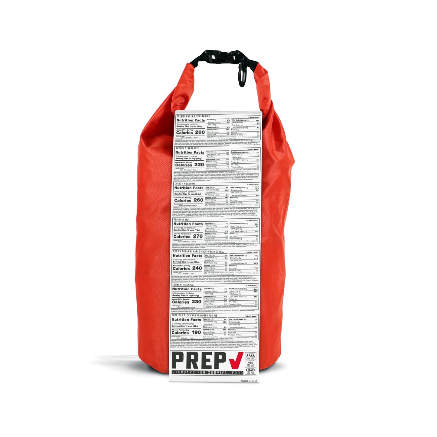 ReadyWise 7 Day Emergency Dry Bag 60 Servings Breakfast and Entrée Grab and Go