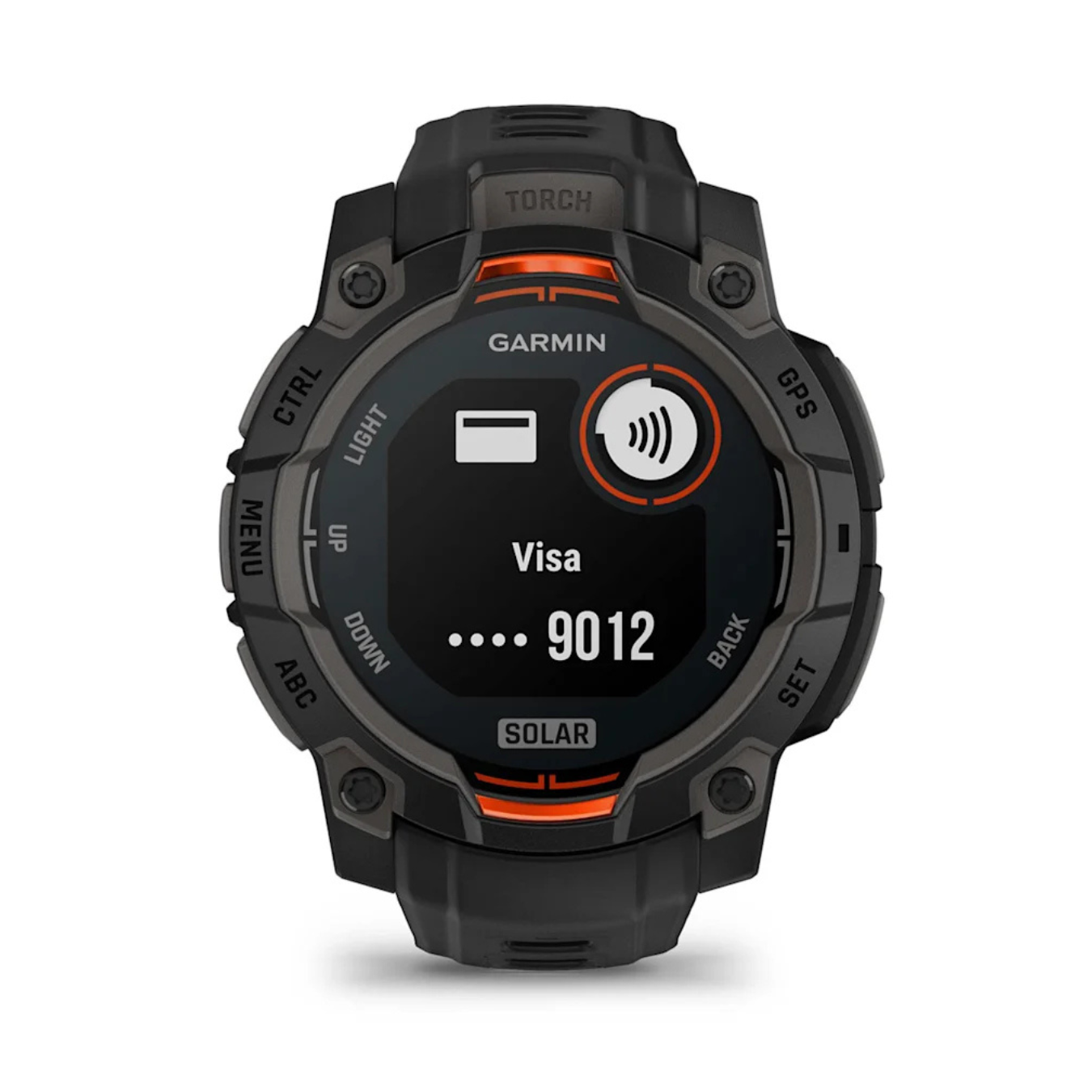 Garmin Instinct 3 Solar watch Garmin Pay screen with Visa contactless payment