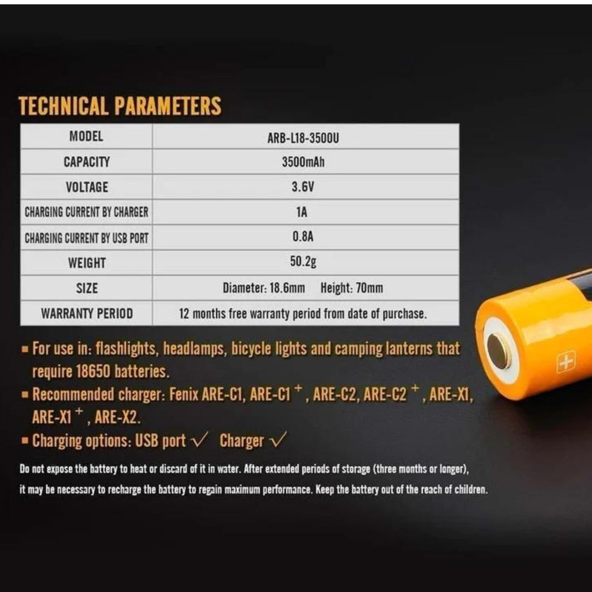 ARB-L18-3500U 3500mAh 18650 battery