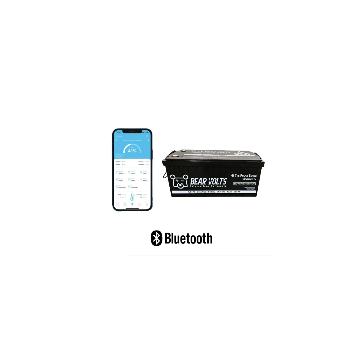 Bear Volts 12V 300 Ah LiFePO₄ Heated Deep Cycle Battery