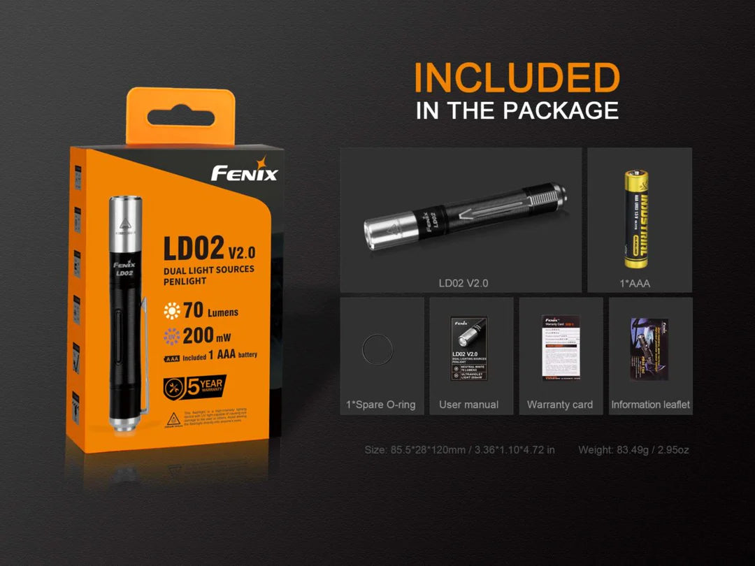 Fenix LD02 V2.0 LED Flashlight With UV Light