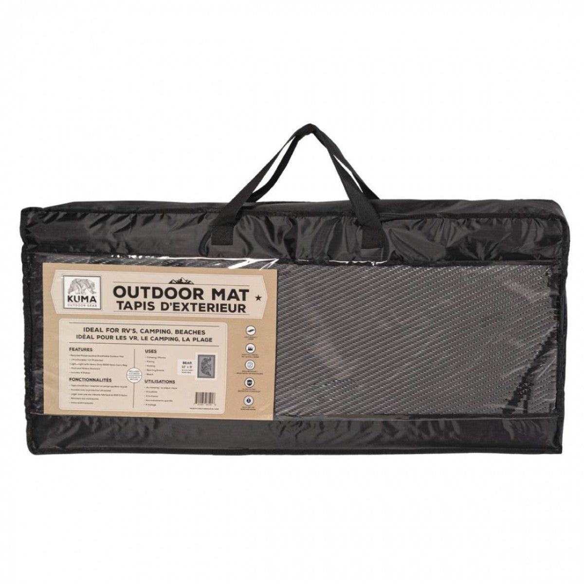 Kuma Outdoor Mat-Bear-12' x 9' (Black/Grey)