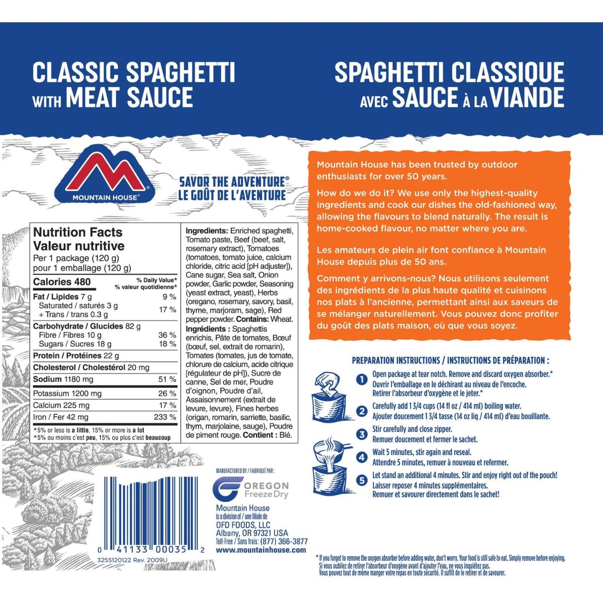 Mountain House Classic Spaghetti with Meat Sauce Single Serve