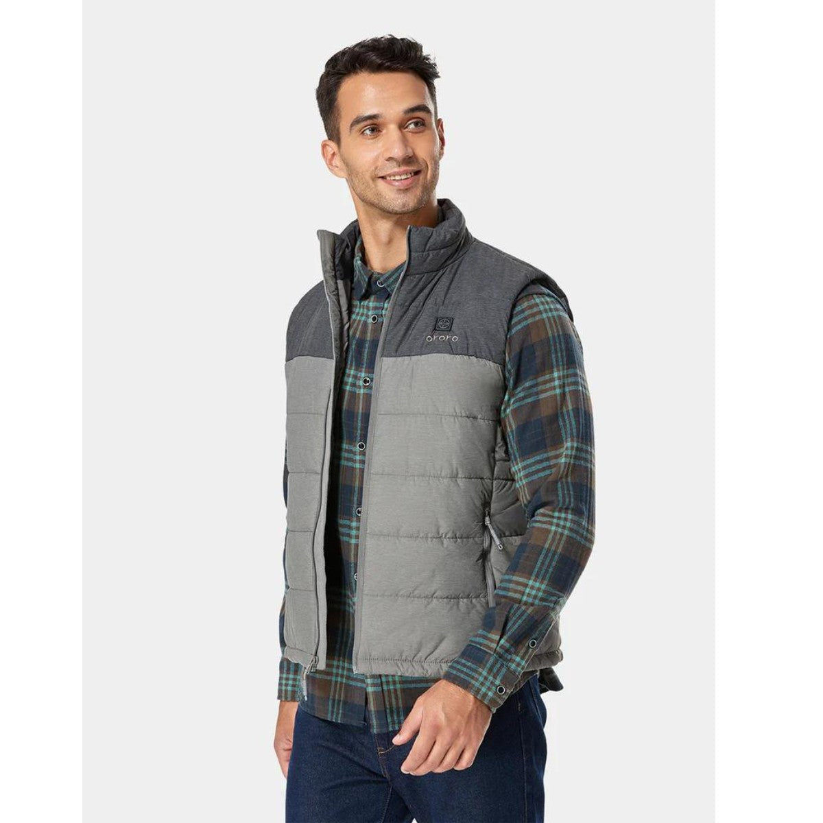 Ororo Men's 4-Zone Heated Classic Vest - Flecking Grey