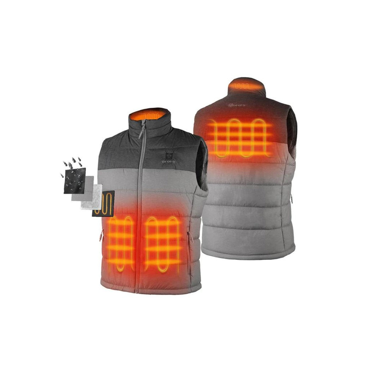 Ororo Men's 4-Zone Heated Classic Vest - Flecking Grey