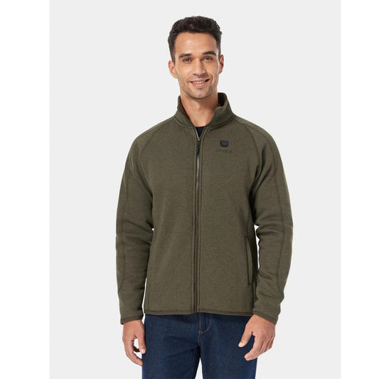 Ororo Mens 3 Zone Fleece Heated Jacket - Army Green