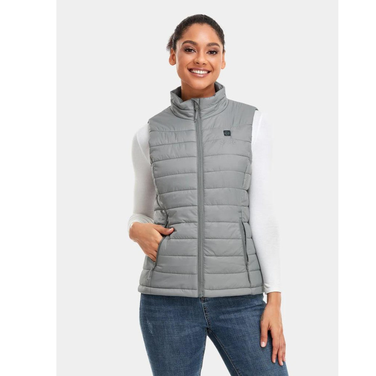 Ororo Women's 4 Zone Classic Heated Vest - Grey