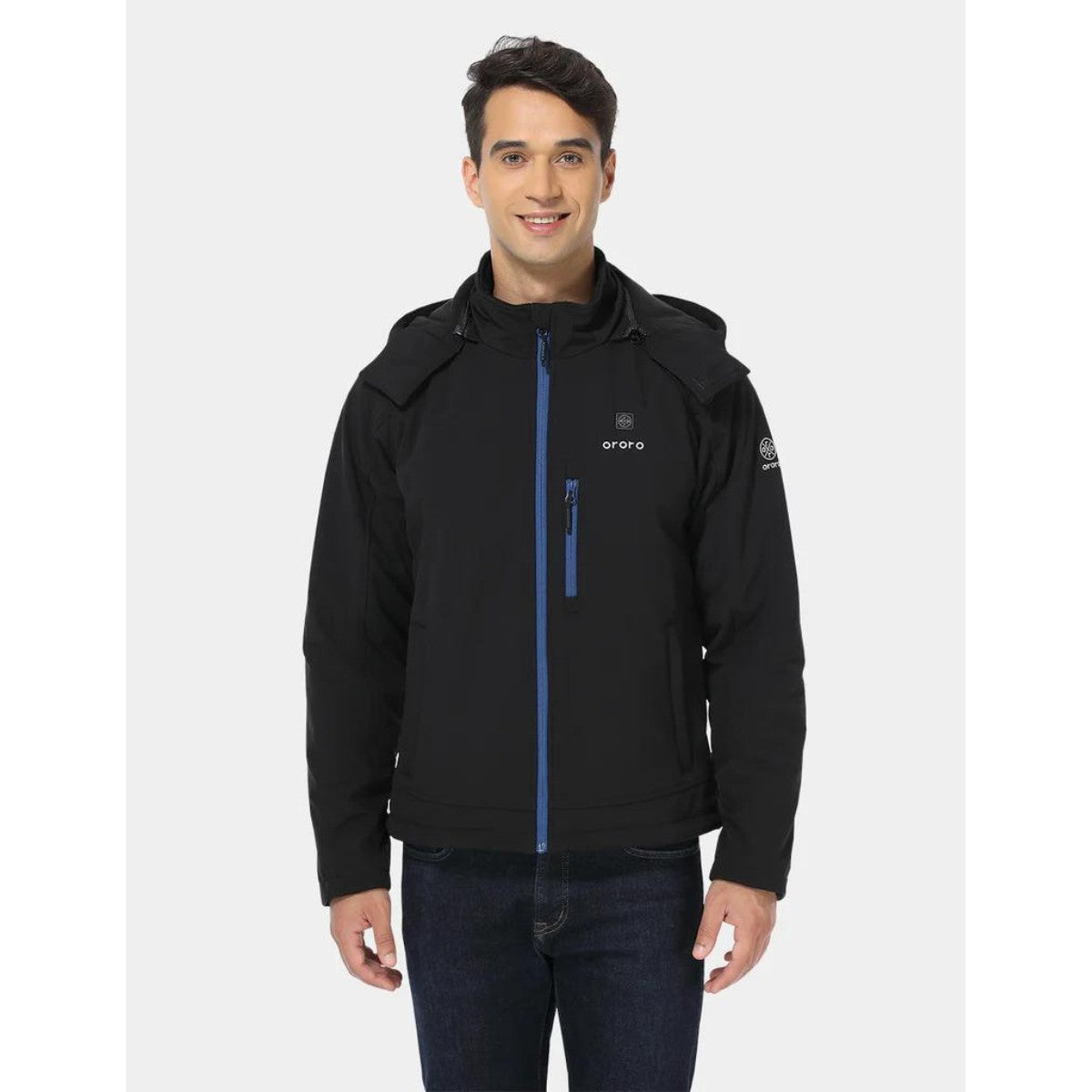 Ororo Men's Classic Heated Jacket - Black & Blue