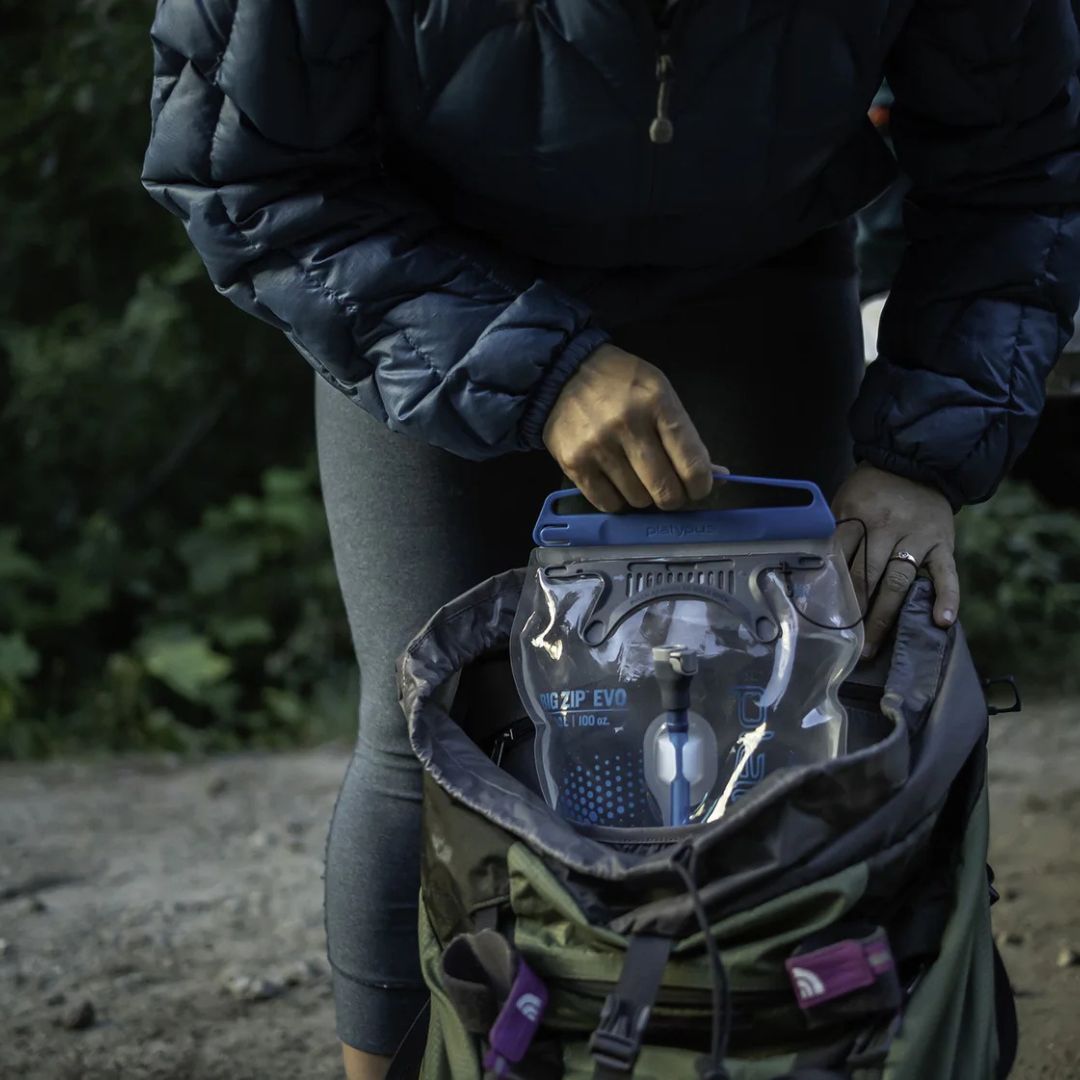 platypus big zip evo reservoir inside hiking backpack ready for outdoor adventure hydration