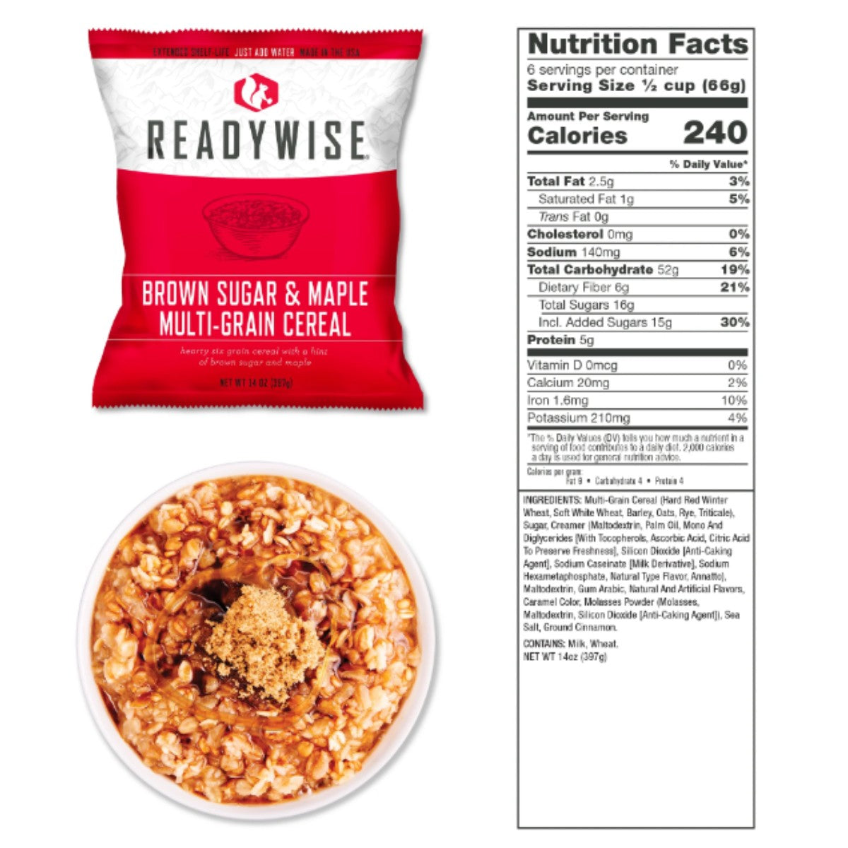 ReadyWise GLUTEN FREE  84 Serving Breakfast and Entrée Grab and Go