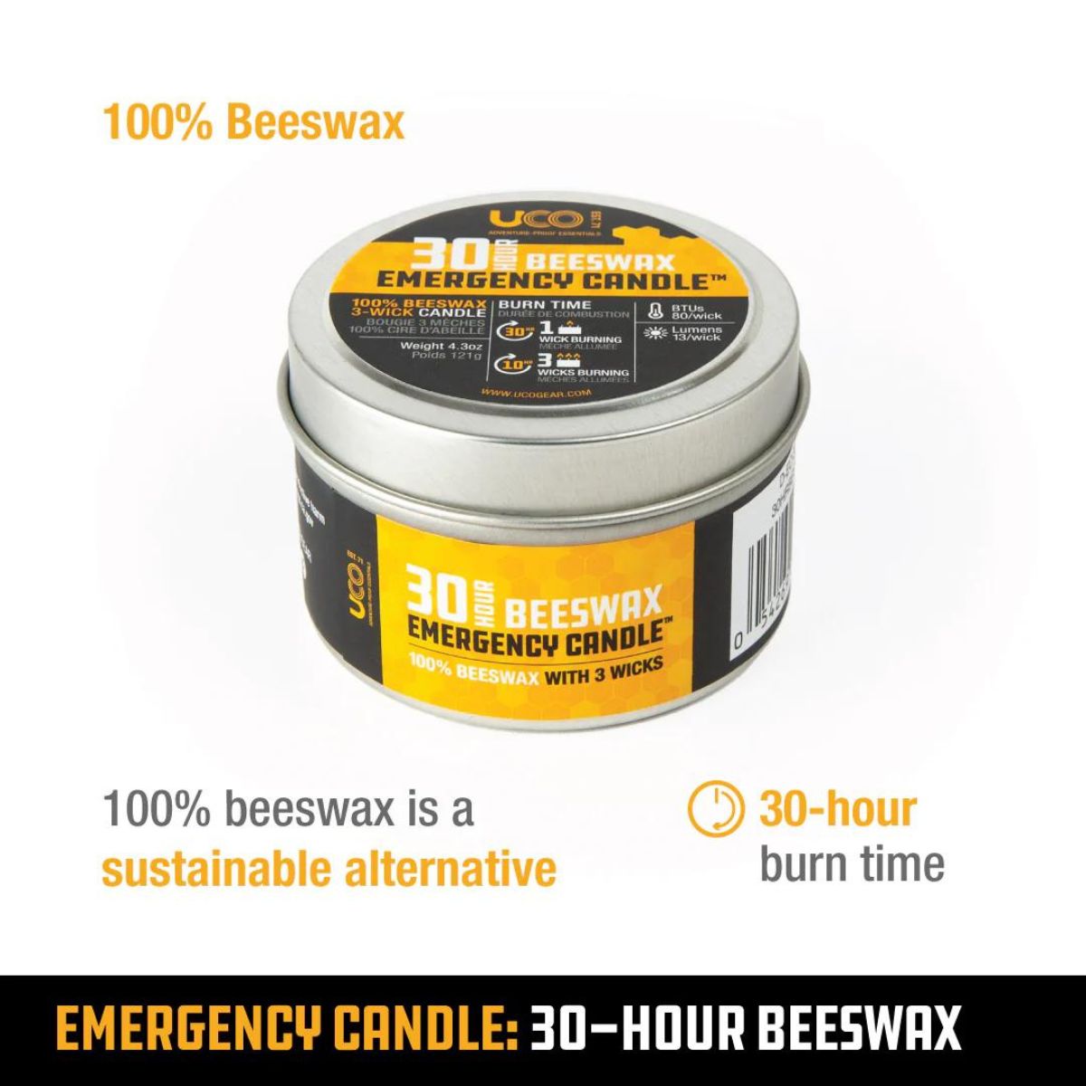 30-Hour Emergency Beeswax Candle