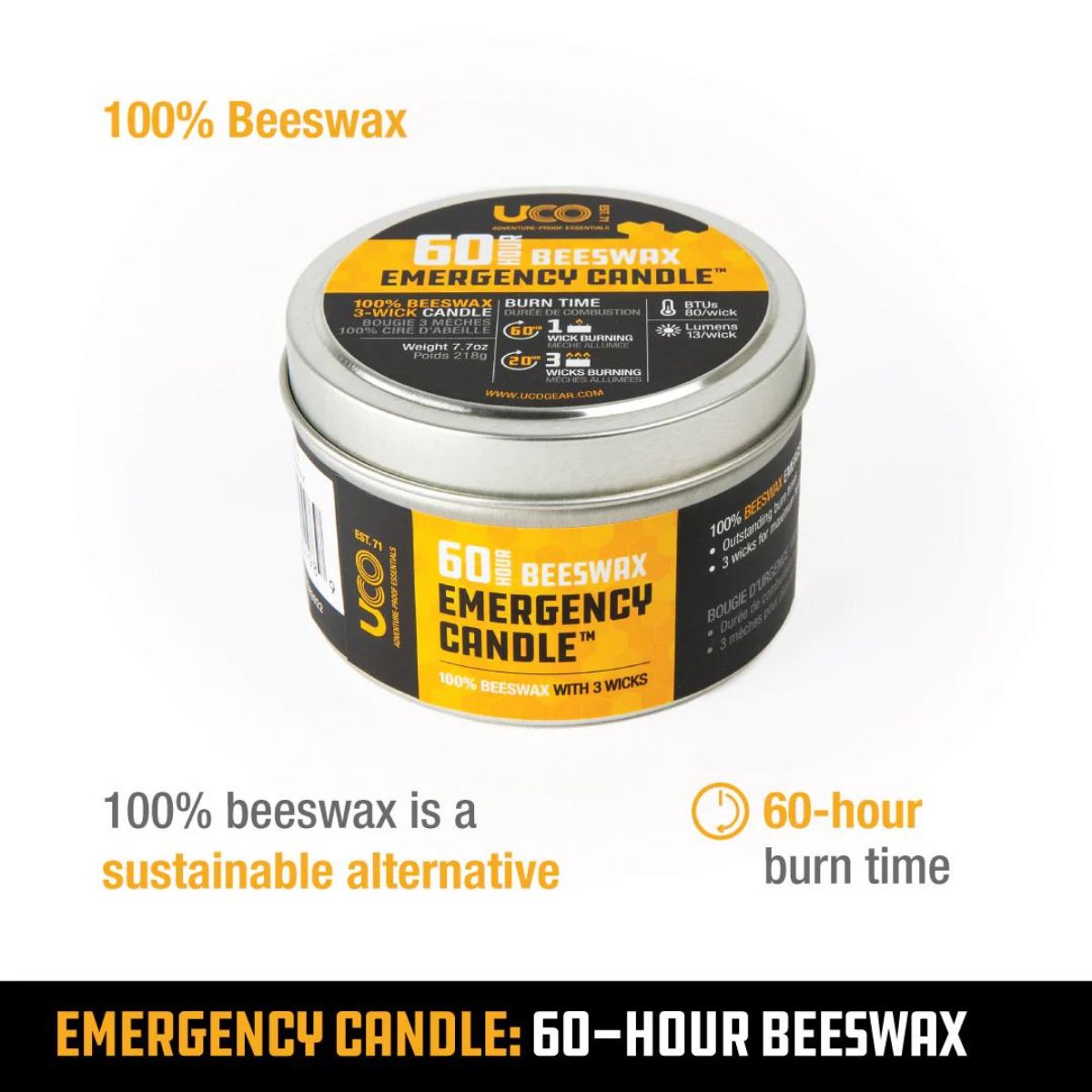60-Hour Emergency Beeswax Candle