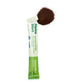 Alpine Start Original Blend instant coffee single stick packet open and tilted with loose coffee grounds pouring out on white background, showing green and white packaging with Original Blend branding