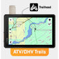 Backroad Maps Alberta GPS Maps showing ATV and OHV trailhead routes on a Garmin GPS topographic map for off-road adventure navigation.