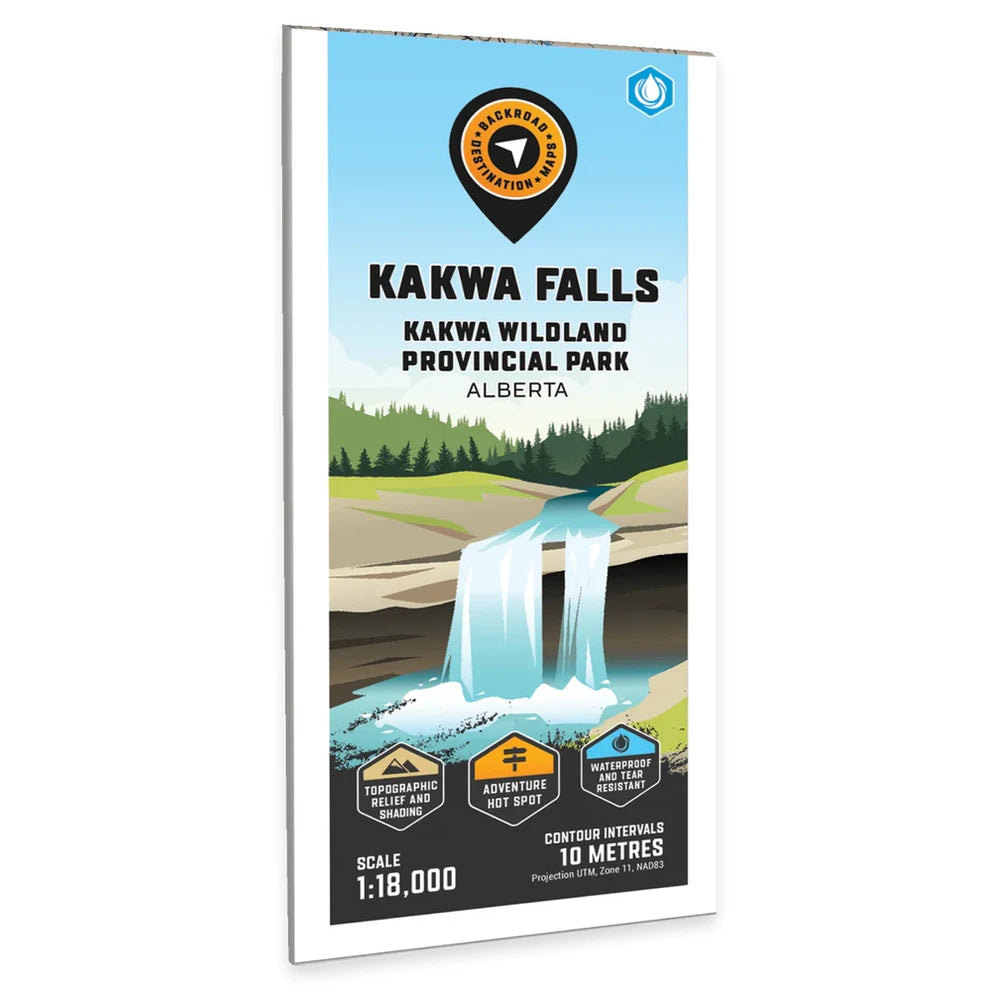 Backroad Maps Kakwa Falls Kakwa Wildland Provincial Park Alberta destination map front cover showing terrain, trails, waterfalls and backcountry access routes.