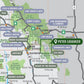 Backroad Maps Peter Lougheed Provincial Park Alberta park map regional overview map showing trails, lakes, terrain and recreation areas in Kananaskis Country.