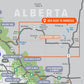 Backroad Maps Red Deer to Nordegg Alberta destination map regional overview map showing highways, terrain, recreation areas and travel routes.