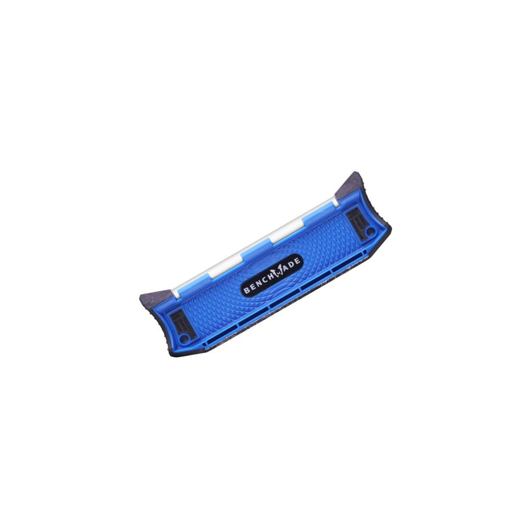 Benchmade 20 degree guided hone tool reverse side with branding and angle guides