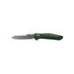 Benchmade 940 Osborne folding knife open left side profile with green handle.