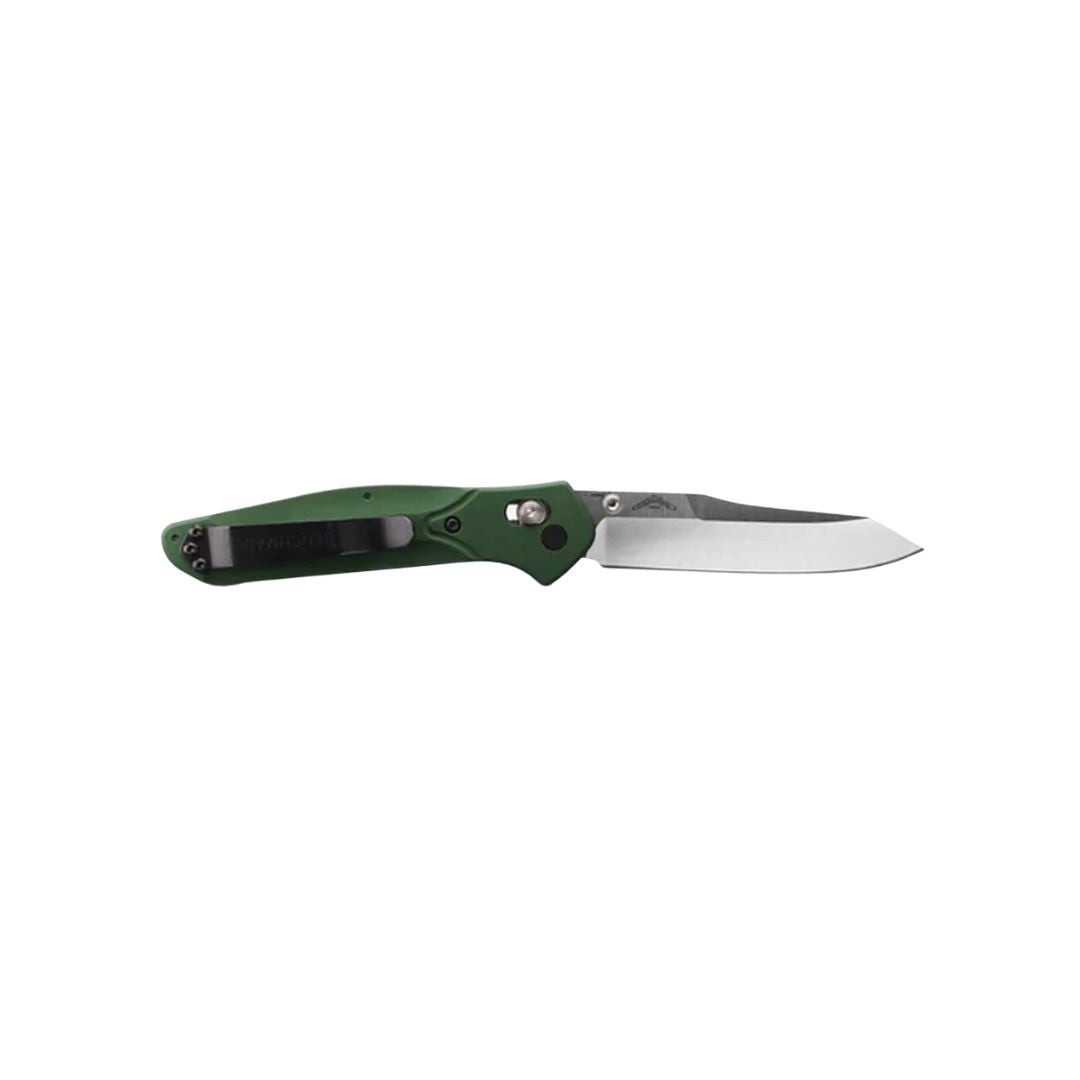 Benchmade 940 Osborne folding knife open right side profile showing pocket clip.