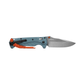 Benchmade Adira full-sized drop point knife open side profile showing CPM MagnaCut blade and blue handle