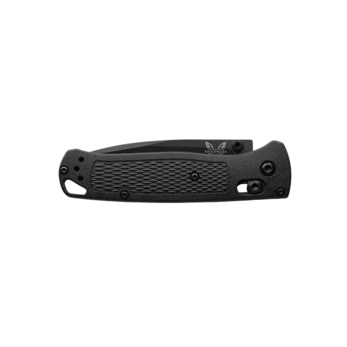 Benchmade Bugout CF-Elite drop point knife closed showing textured black handle