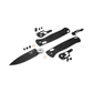 Benchmade Bugout CF-Elite drop point knife exploded view showing blade hardware and black handle scales